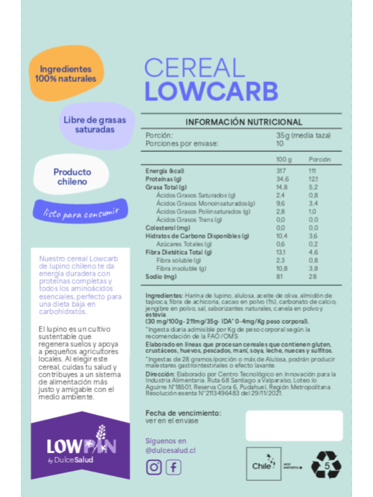 Cereal-LowCarb-LowPin-dulce-salud. Cereal-LowCarb-LowPin-dulce-salud.